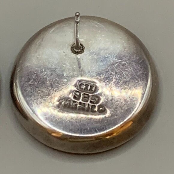 CII MEXICO Stone Inlay 925 Sterling Silver Vtg Mexican Pierced Earrings J610 - Picture 7 of 8